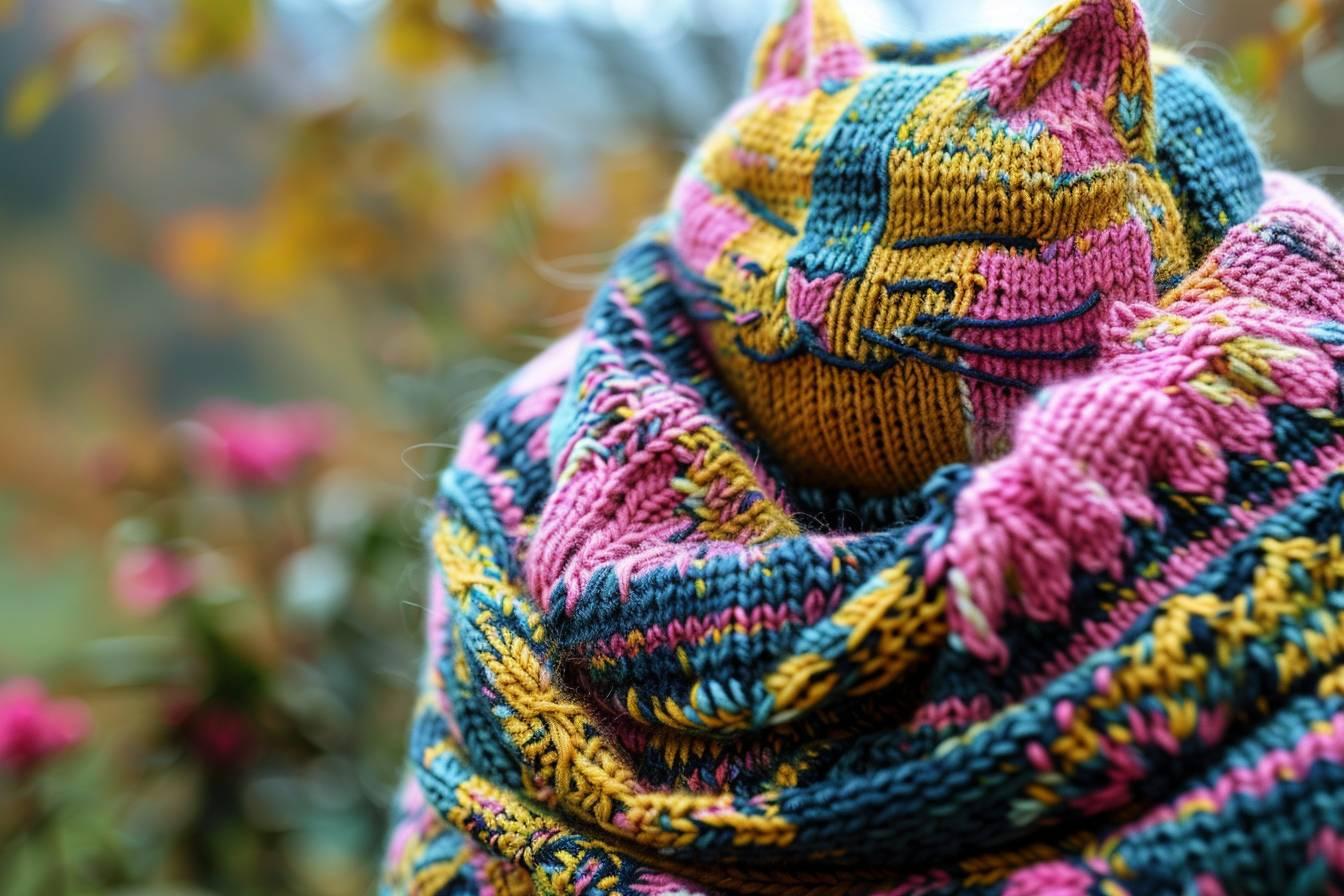 Écharpe à motif chat : accessoire tendance toute l'année
